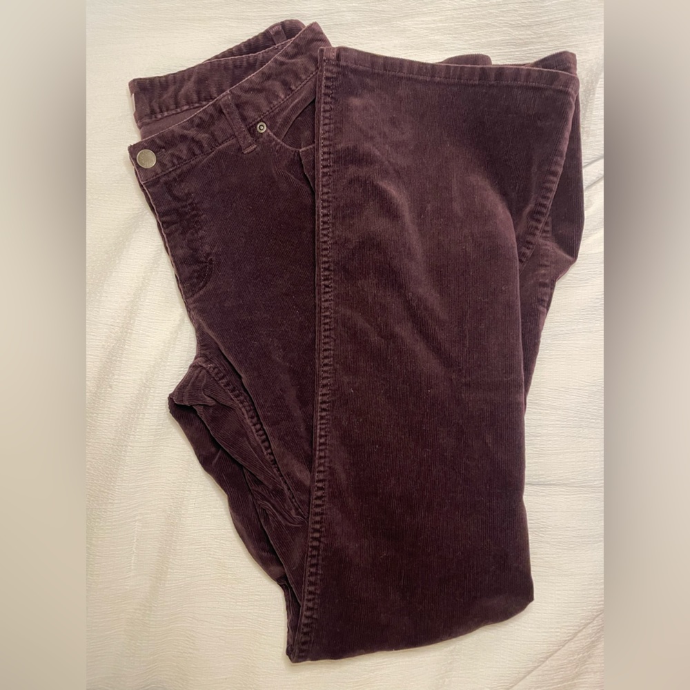 Plum Corduroy Boot-Cut Pants